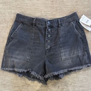 Free People Charcoal High Waist Denim Shorts
